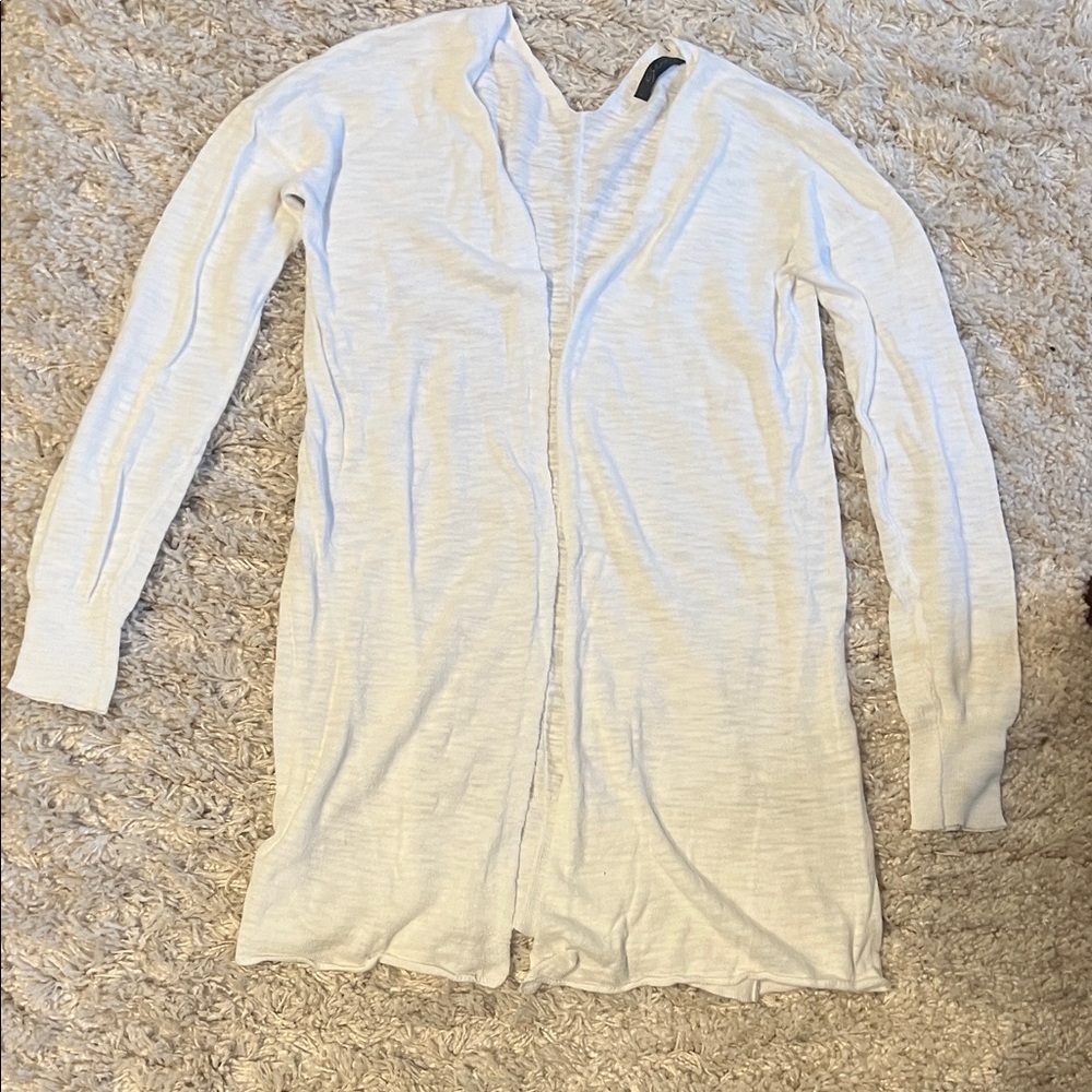 White Open Front Cardigan